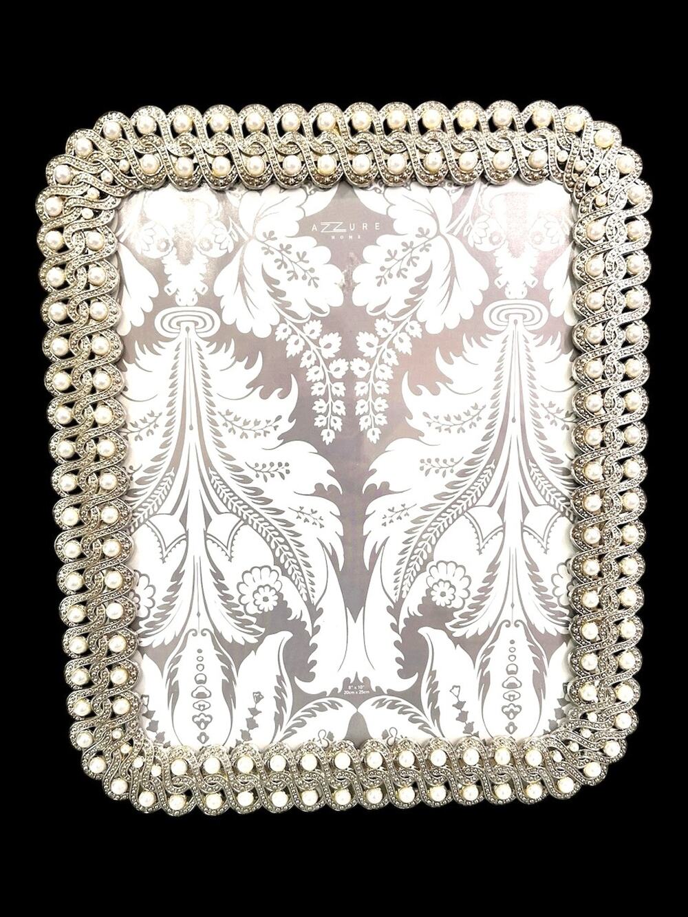 Azzure Home Silver Metal Braided Faux Pearl Picture Frame  8x10
